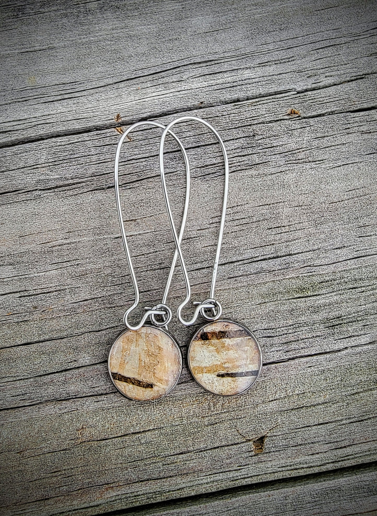 The Mia - Our Round Birch Kidney Dangle Earrings - Wholesale