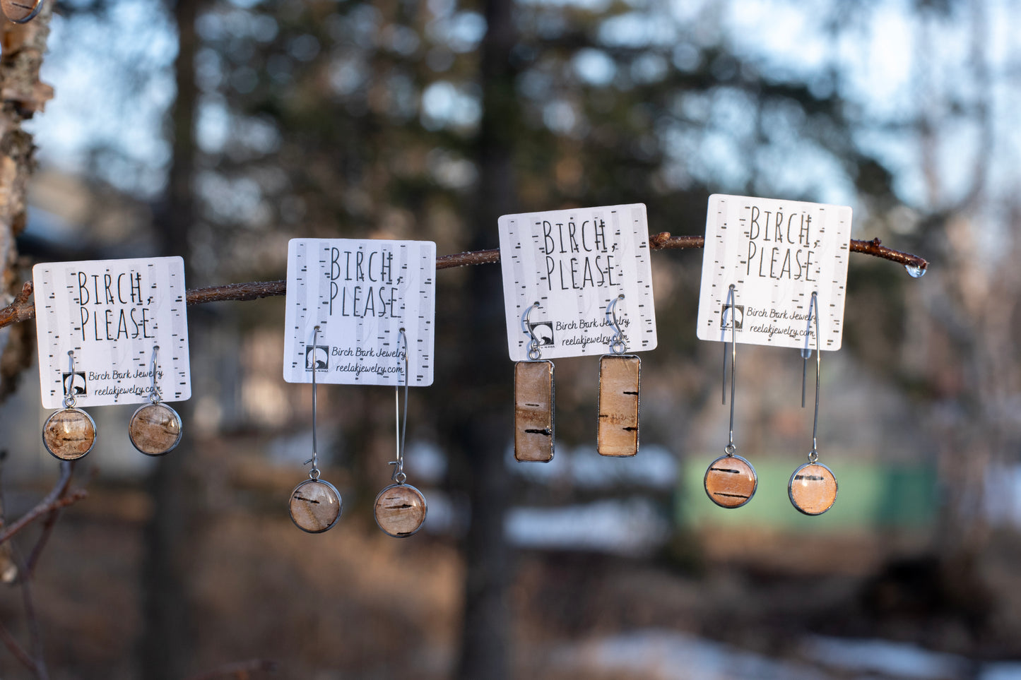 The Mia - Our Round Birch Kidney Dangle Earrings - Wholesale