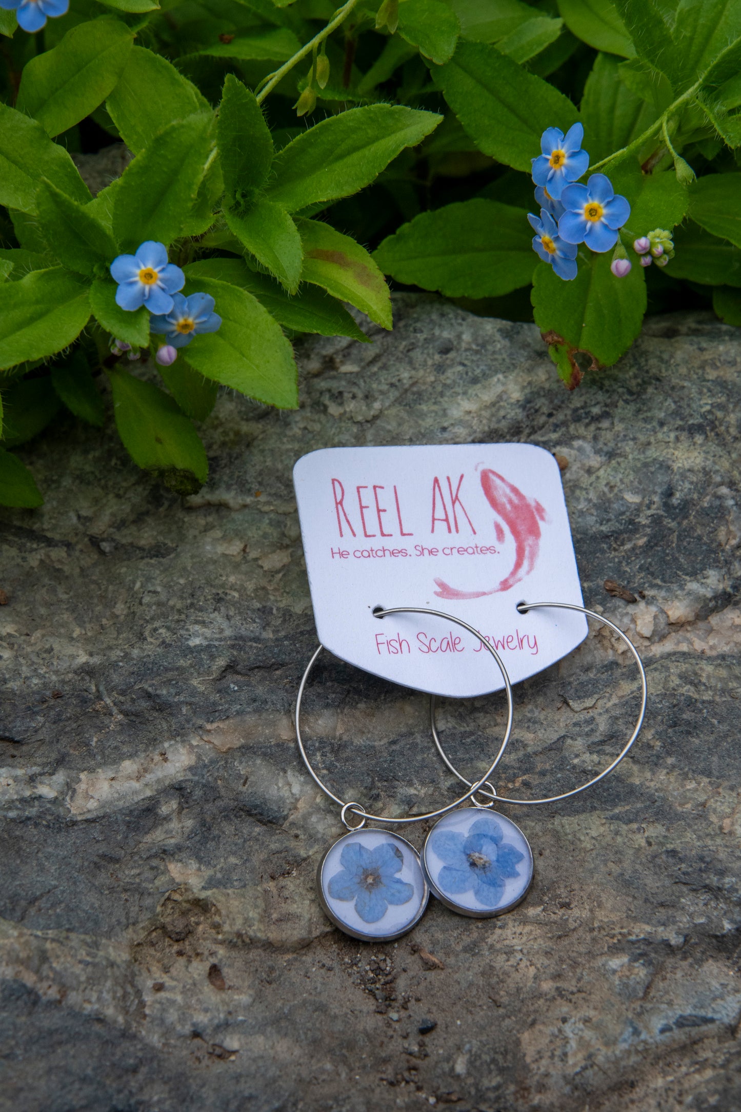 The Callie - Our Round Forget-Me-Not Hoop Earrings