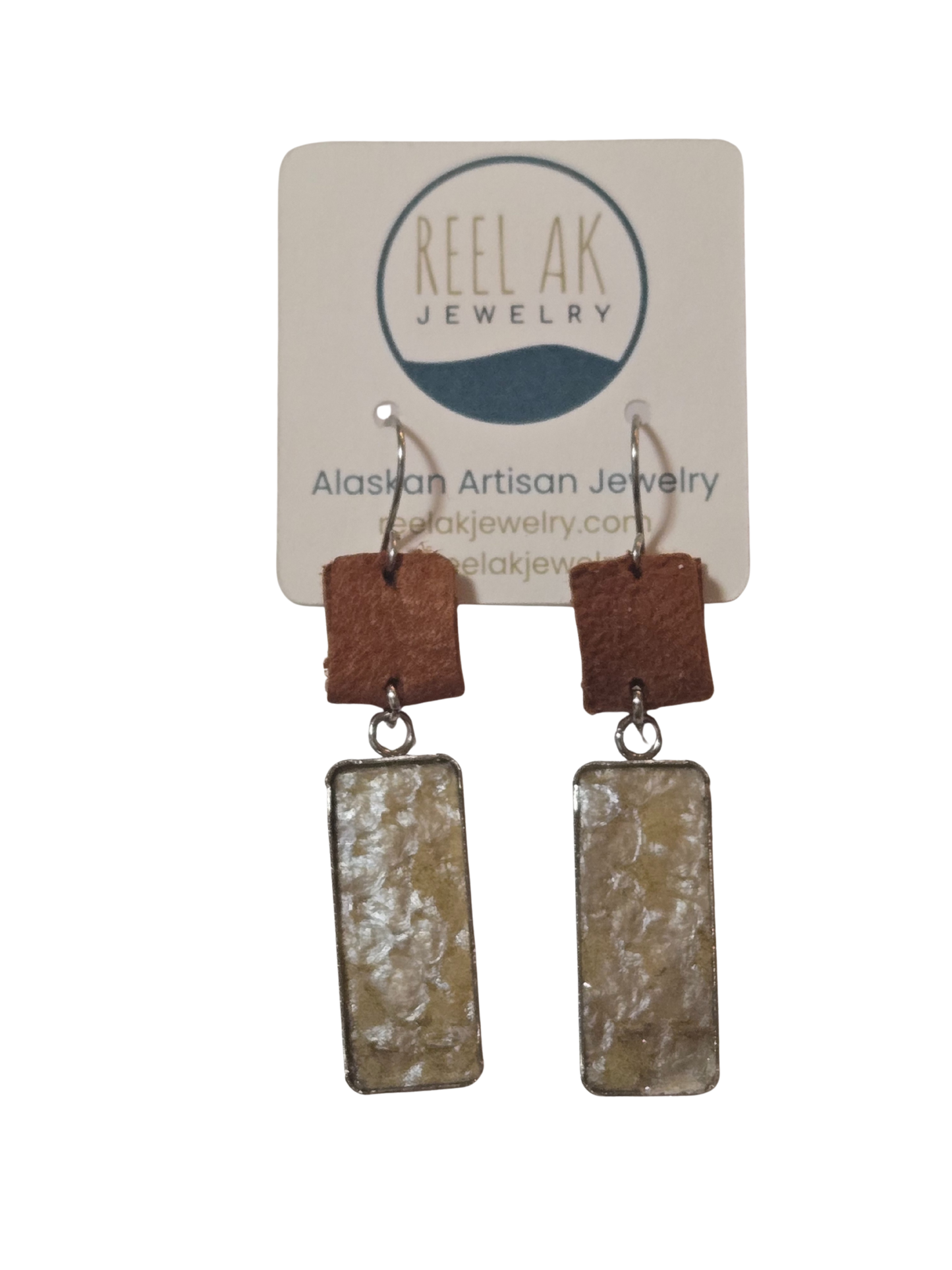 The Stella-  Our Caribou Leather Rectangle Band and Salmon Earrings - Wholesale