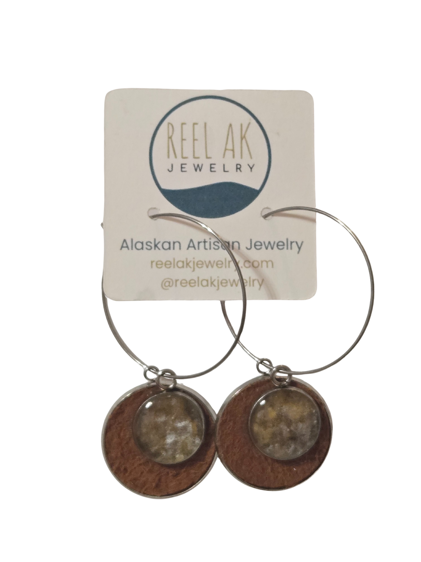 The Sierra -  Our Caribou Leather and Salmon Hoop Earrings - Wholesale