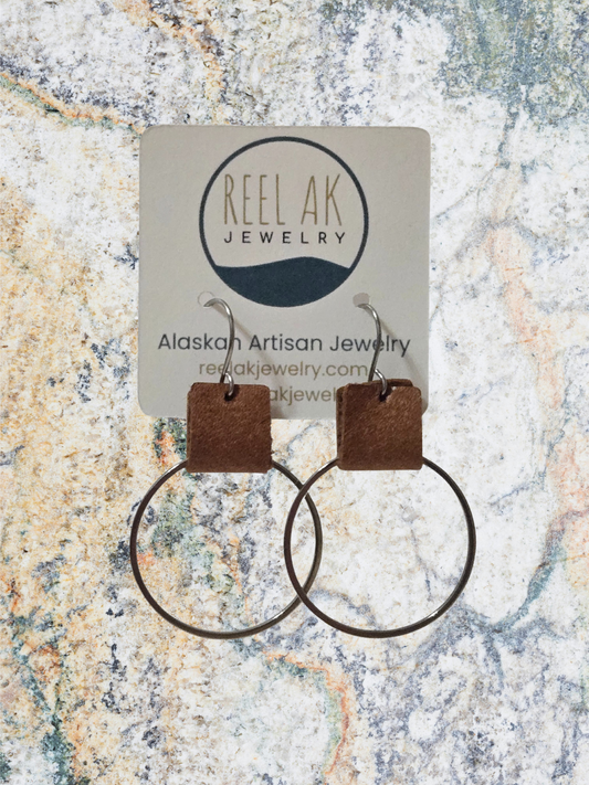 The Scarlet -  Our Caribou Leather Rectangle Band Earrings - Wholesale