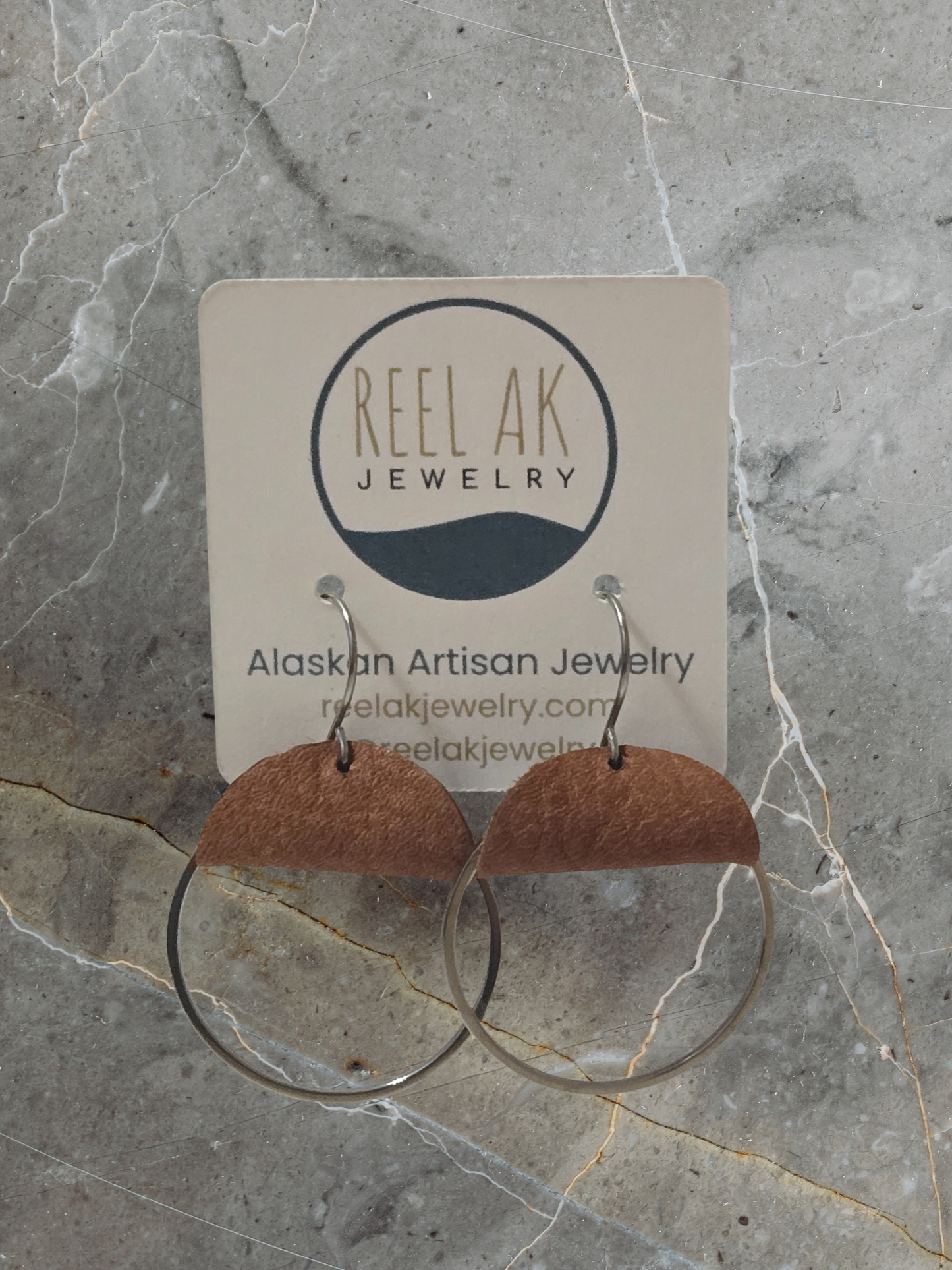 The Simone-  Our Caribou Leather Circle Band Earrings