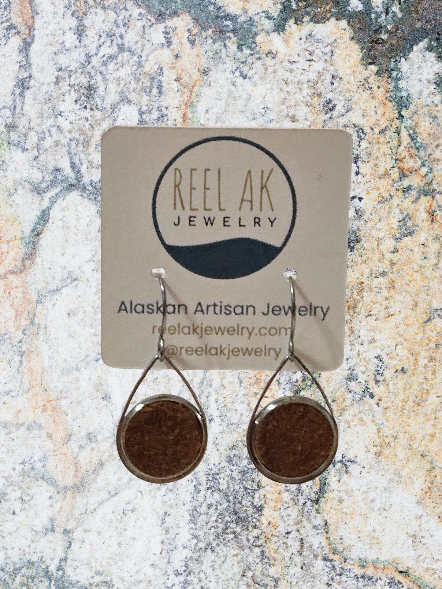 The Rosie-  Our Caribou Leather Tear Drop Earrings -Wholesale
