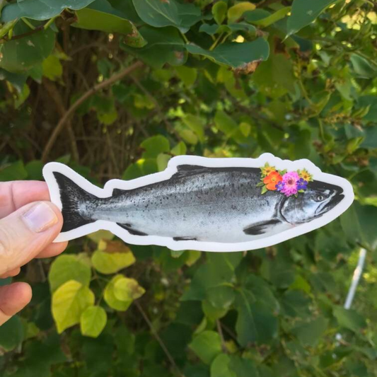 The Sticker - Our salmon with floral crown vinyl sticker