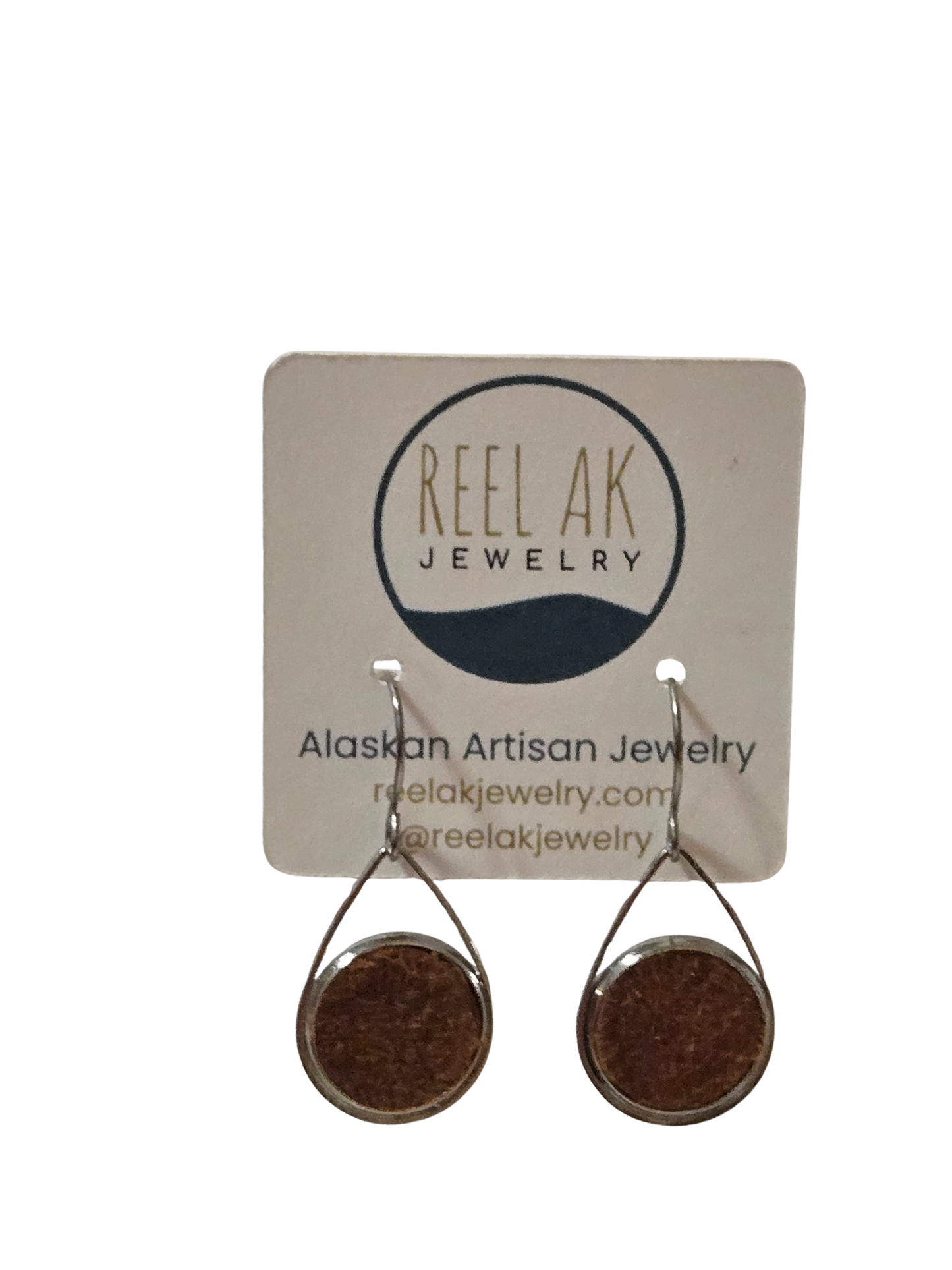 The Rosie-  Our Caribou Leather Tear Drop Earrings -Wholesale