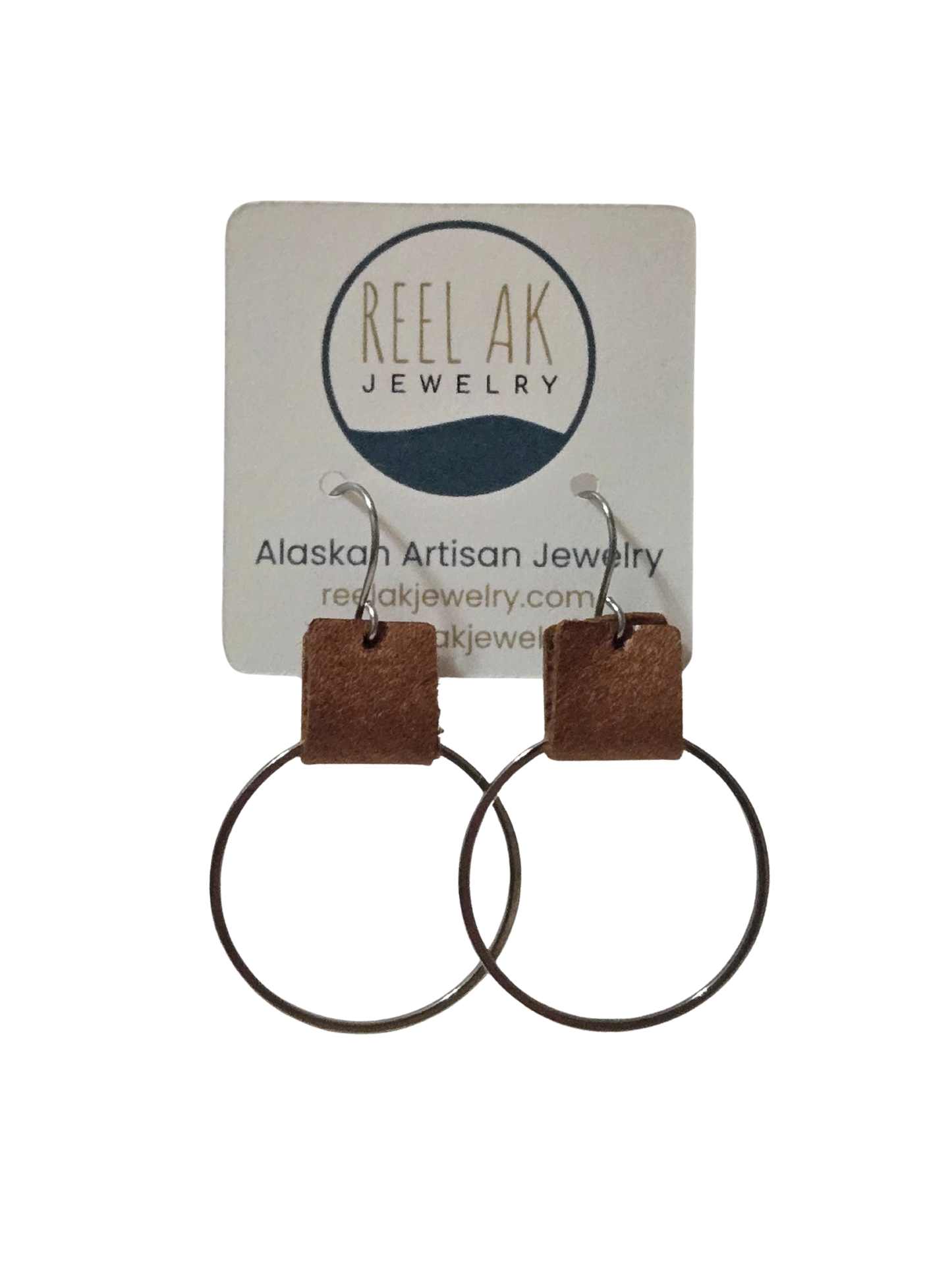 The Scarlet -  Our Caribou Leather Rectangle Band Earrings